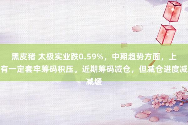 黑皮猪 太极实业跌0.59%，中期趋势方面，上方有一定套牢筹码积压。近期筹码减仓，但减仓进度减缓