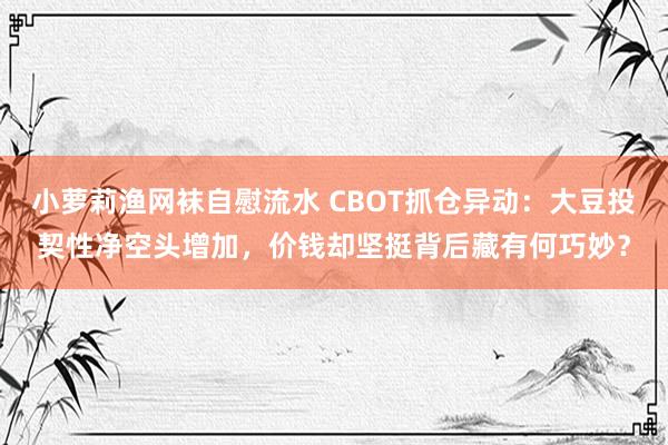 小萝莉渔网袜自慰流水 CBOT抓仓异动：大豆投契性净空头增加，价钱却坚挺背后藏有何巧妙？