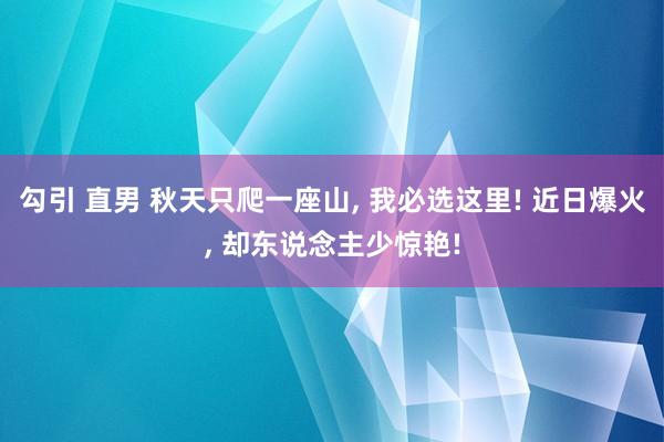 勾引 直男 秋天只爬一座山， 我必选这里! 近日爆火， 却东说念主少惊艳!