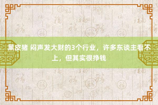 黑皮猪 闷声发大财的3个行业，许多东谈主看不上，但其实很挣钱