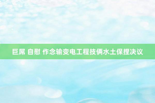 巨屌 自慰 作念输变电工程技俩水土保捏决议