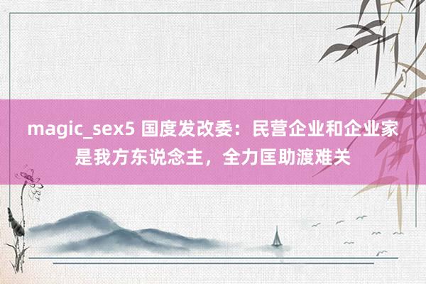 magic_sex5 国度发改委：民营企业和企业家是我方东说念主，全力匡助渡难关