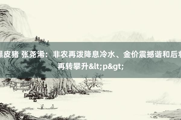 黑皮猪 张尧浠：非农再泼降息冷水、金价震撼谐和后将再转攀升<p>