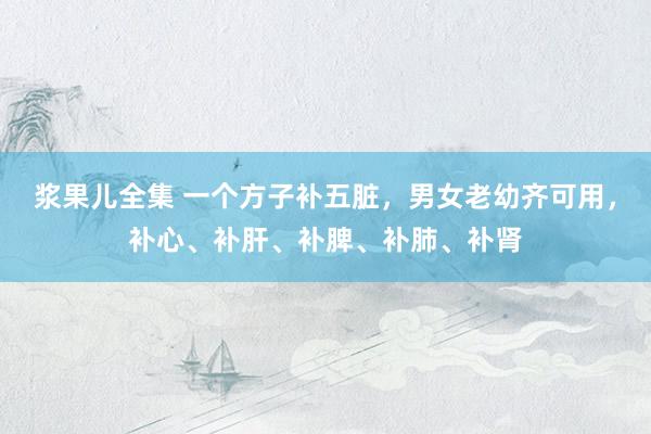 浆果儿全集 一个方子补五脏，男女老幼齐可用，补心、补肝、补脾、补肺、补肾