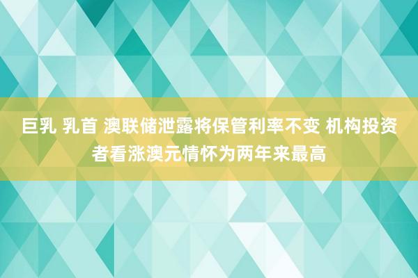 巨乳 乳首 澳联储泄露将保管利率不变 机构投资者看涨澳元情怀为两年来最高