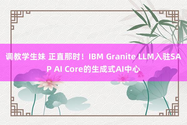 调教学生妹 正直那时！IBM Granite LLM入驻SAP AI Core的生成式AI中心