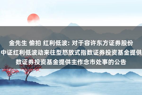 金先生 偷拍 红利低波: 对于容许东方证券股份有限公司为华泰柏瑞中证红利低波动来往型怒放式指数证券投资基金提供主作念市处事的公告