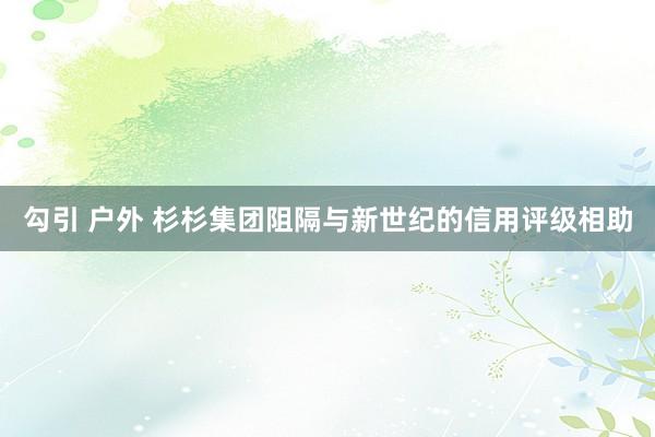 勾引 户外 杉杉集团阻隔与新世纪的信用评级相助