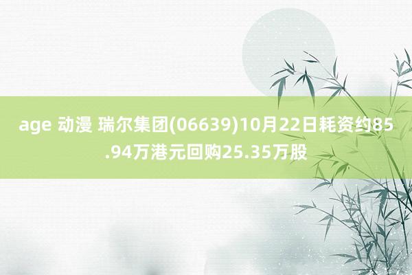 age 动漫 瑞尔集团(06639)10月22日耗资约85.94万港元回购25.35万股