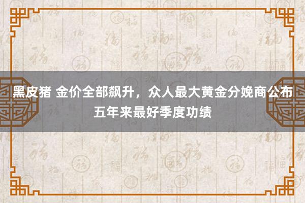 黑皮猪 金价全部飙升，众人最大黄金分娩商公布五年来最好季度功绩