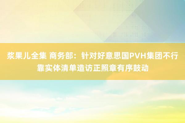 浆果儿全集 商务部：针对好意思国PVH集团不行靠实体清单造访正照章有序鼓动