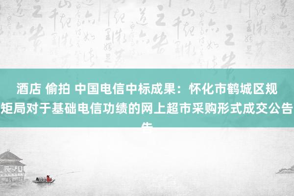 酒店 偷拍 中国电信中标成果：怀化市鹤城区规矩局对于基础电信功绩的网上超市采购形式成交公告