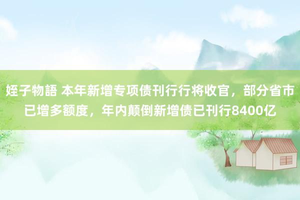 姪子物語 本年新增专项债刊行行将收官，部分省市已增多额度，年内颠倒新增债已刊行8400亿