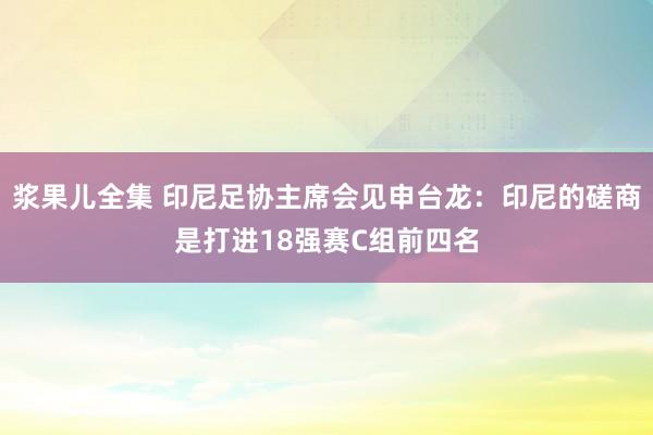 浆果儿全集 印尼足协主席会见申台龙：印尼的磋商是打进18强赛C组前四名