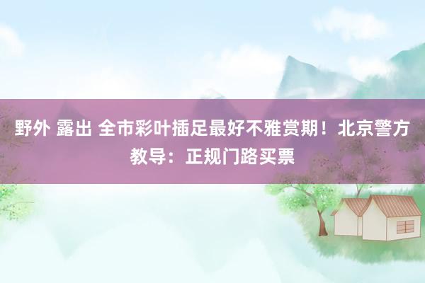 野外 露出 全市彩叶插足最好不雅赏期！北京警方教导：正规门路买票