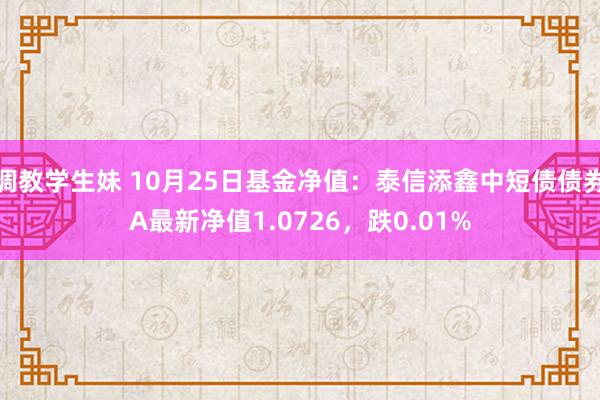 调教学生妹 10月25日基金净值：泰信添鑫中短债债券A最新净值1.0726，跌0.01%