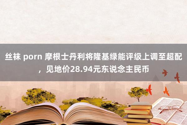 丝袜 porn 摩根士丹利将隆基绿能评级上调至超配，见地价28.94元东说念主民币