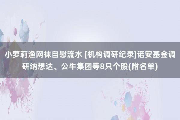 小萝莉渔网袜自慰流水 [机构调研纪录]诺安基金调研纳想达、公牛集团等8只个股(附名单)