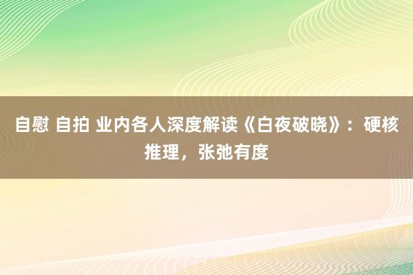 自慰 自拍 业内各人深度解读《白夜破晓》：硬核推理，张弛有度