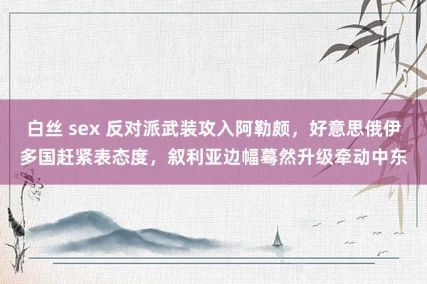 白丝 sex 反对派武装攻入阿勒颇，好意思俄伊多国赶紧表态度，叙利亚边幅蓦然升级牵动中东