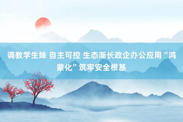 调教学生妹 自主可控 生态渐长政企办公应用“鸿蒙化”筑牢安全根基