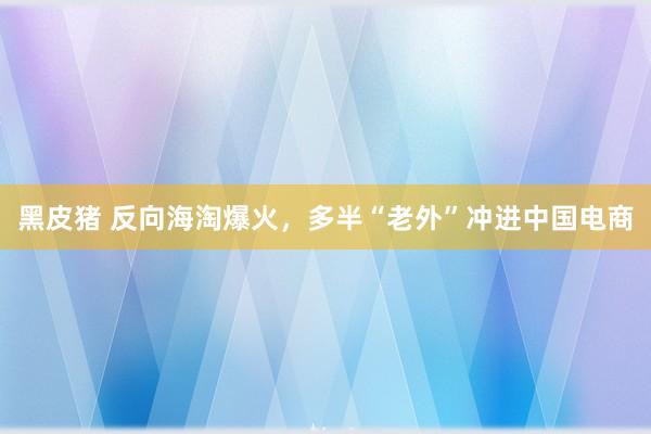 黑皮猪 反向海淘爆火，多半“老外”冲进中国电商