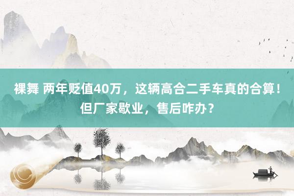 裸舞 两年贬值40万，这辆高合二手车真的合算！但厂家歇业，售后咋办？