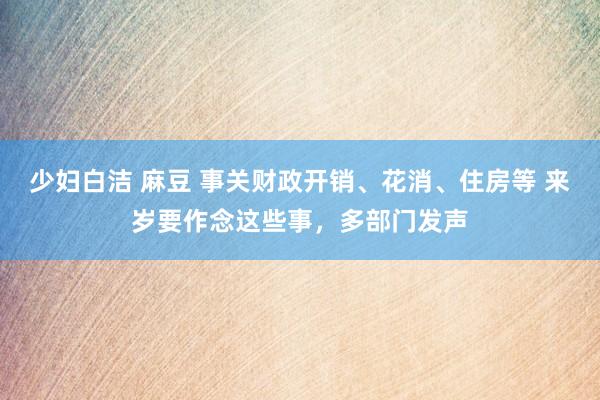 少妇白洁 麻豆 事关财政开销、花消、住房等 来岁要作念这些事，多部门发声