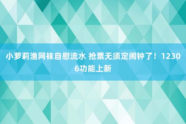 小萝莉渔网袜自慰流水 抢票无须定闹钟了！12306功能上新