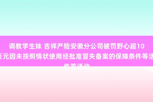 调教学生妹 吉祥产险安徽分公司被罚野心超100万元因未按照情状使用经批准冒失备案的保障条件等活动