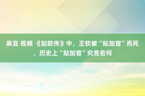 麻豆 视频 《如懿传》中，王钦被“贴加官”而死，历史上“贴加官”究竟若何