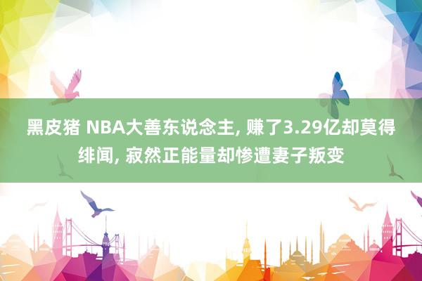 黑皮猪 NBA大善东说念主， 赚了3.29亿却莫得绯闻， 寂然正能量却惨遭妻子叛变