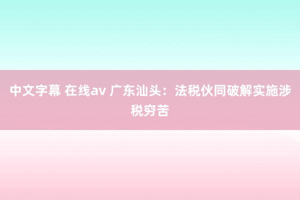 中文字幕 在线av 广东汕头：法税伙同破解实施涉税穷苦